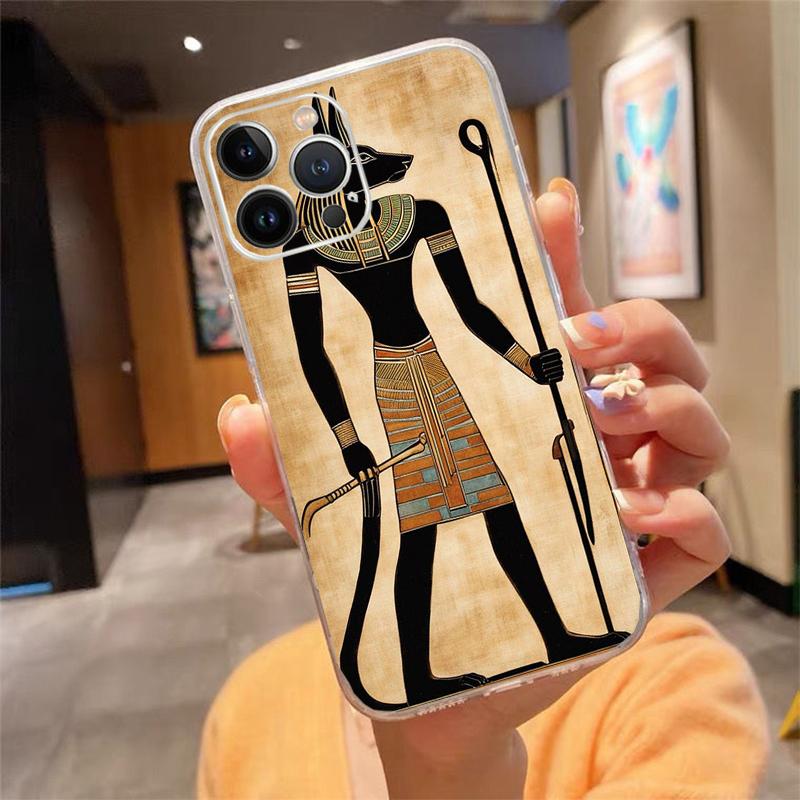 

Phone Case For iphone 17 Pro Max Air 16 15 14 13 Pro Max 15 16 Pro 15Plus Egypt Nefertiti Anubis Pharaoh iPhone 17ProMax
