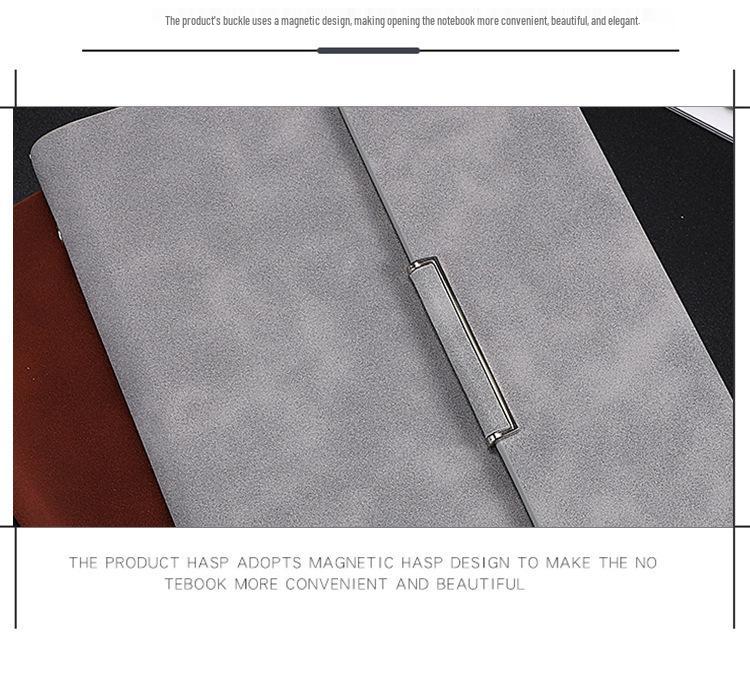 Magnetic Buckle PU Leather Business Notebook with Card Slot - Retro Style, Thickened Pages, Printable Stationery