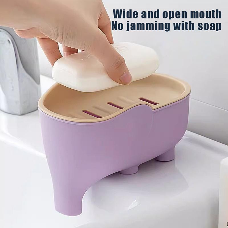 Double Layer Creative Elephant Shape Soap Box Soap Dish Drainable Soap Holder Waterproof Drain Rack Soap Container Tray