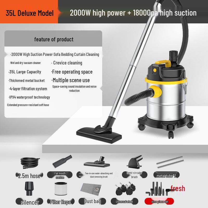 High-Suction Vacuum Cleaner for Home, Grout, and Car Cleaning