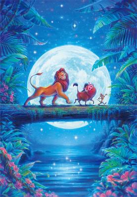 Tenyo [Made In Japan] 1000-Piece Jigsaw Puzzle Disney The Lion King: Moonlight Hakuna Matata (51x73.5cm) D-1000-047, Includes Glue, Spatula, and