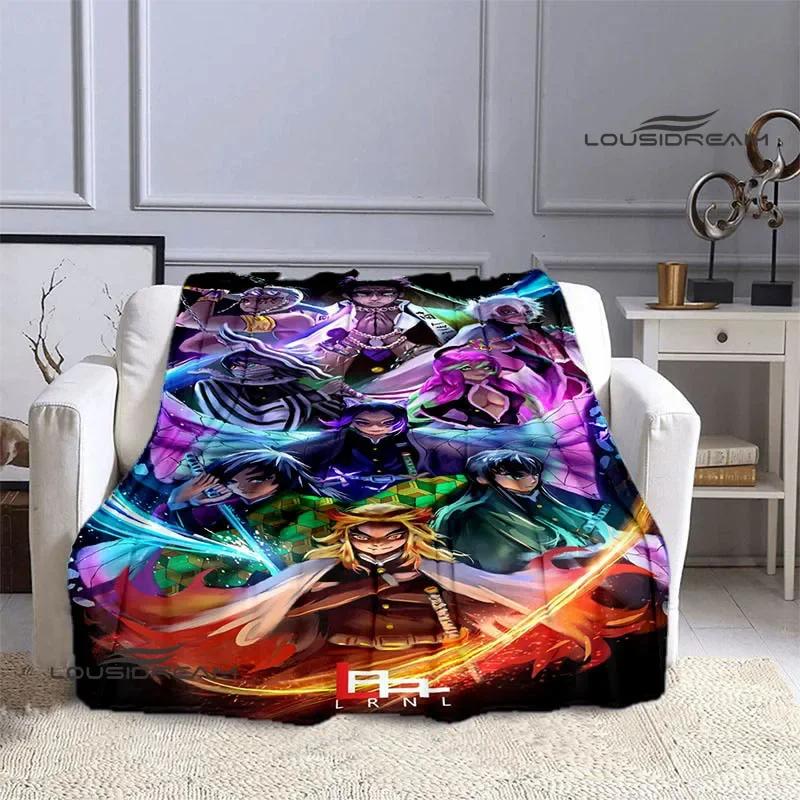 Demon Slayer Cartoon Deka s potiskem Dětské Teplé deky Flanel Měkká a pohodlná podšívka do postele Dárek k narozeninám