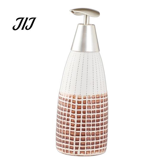 Easy Press Soap Dispenser Ceramic for Bathroom, 350/380ML Hand Bottle with Container Pump, Refillable Liquid Soap, Lotion and Shampoo Kitchen