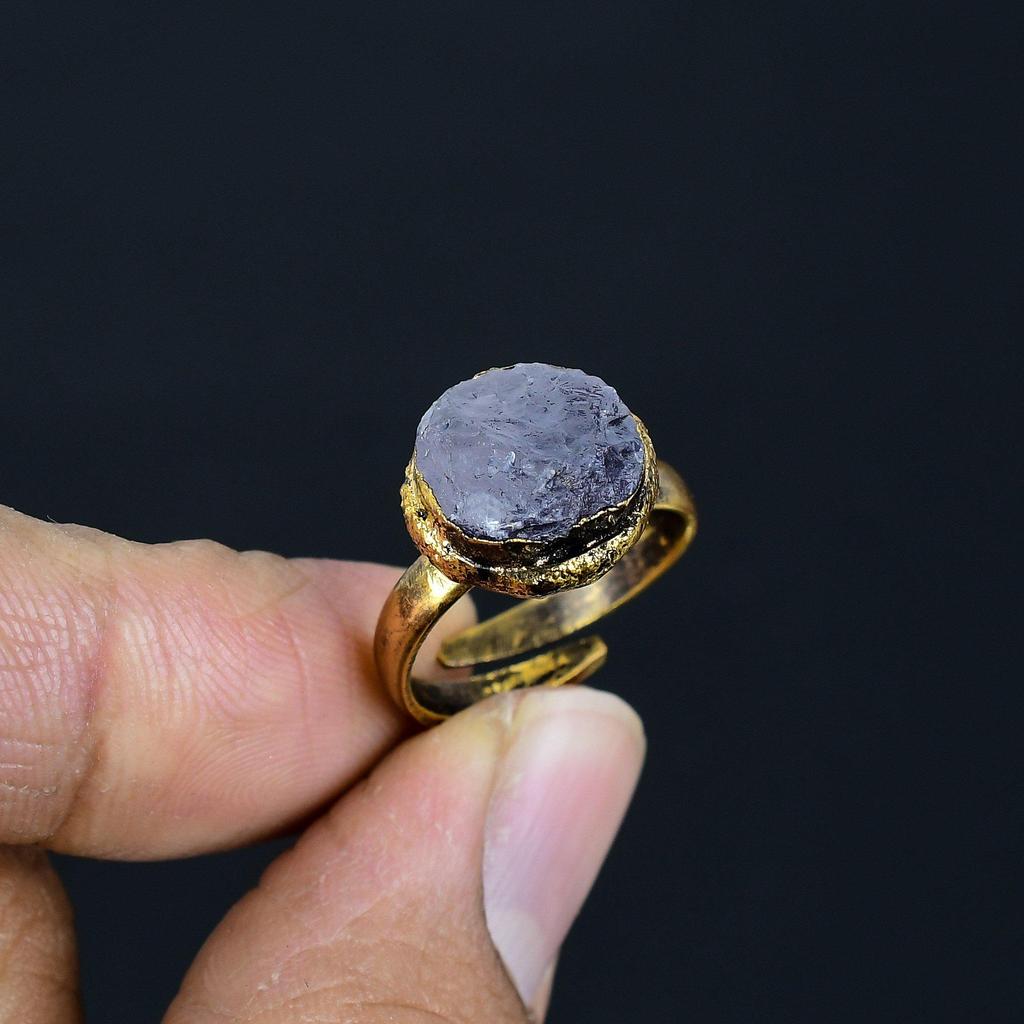 Tanzanite Handmade Gemstone Ring, Copper Electroformed Ring Antique Jewelry, Adjustable Ring Engagement Gift