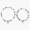 Smile Pendant 4 Black Tone Agate Gemstone Bracelet (C2501AC1214_BK)