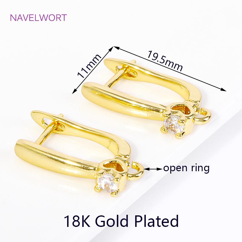 18K Gold Plated Brass Anti-Allergy Earring Hooks Clasps Shvenzy Ear Wire Earring Hook For DIY Earring Jewelry Making Fittings 2 pieces