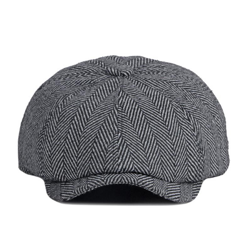 Four Seasons Striped Men Octagonal Hat Autumn Painter Hat British Newsboy Hat Male