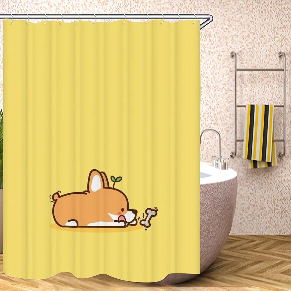 Corgi Butt Shower Curtains for Bathroom Showers Bath Folding Partition Curtain Accessories Bedrooms Waterproof Fabric Things the