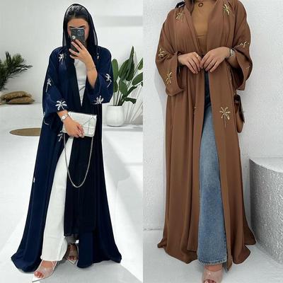 Cárdigan Modesto Estilo Árabe MQ211: Exquisita Abaya Bordada con Lentejuelas - Moda Musulmana para Mujeres de Oriente Medio