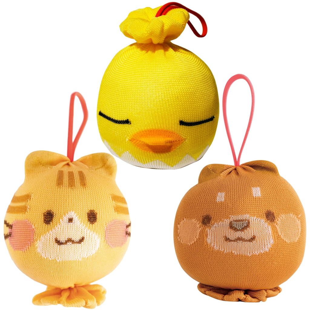 Keikawa Shoji Original Bath Scum Remover Akapakkun Set and Shiba Inu Absorbs Scum and Sebum [Seiei 3-Piece Tama, Chick, 20393]