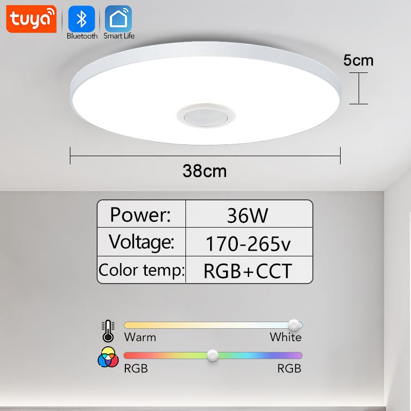 MARPOU Smart Bluetooth LED Round Ceiling Light RGBCW Tuya APP Dimmable with Music Speaker Home Bedroom Living Room Ambient Light