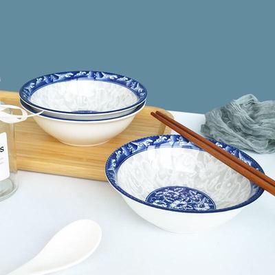 Blue and White Porcelain Dining Bowl Set