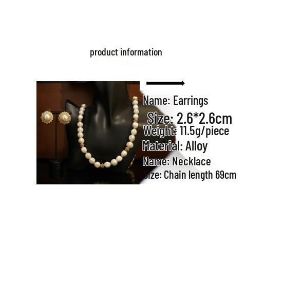 Elegant Baroque Pearl Necklace & Gold-Plated Round Pearl Earring Set