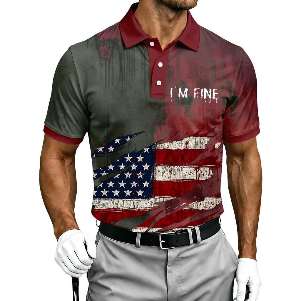 Men's Short Sleeve Polo Shirt Button Down Halloween Print Casual Fit Lightweight Breathable Fabric Comfortable Design