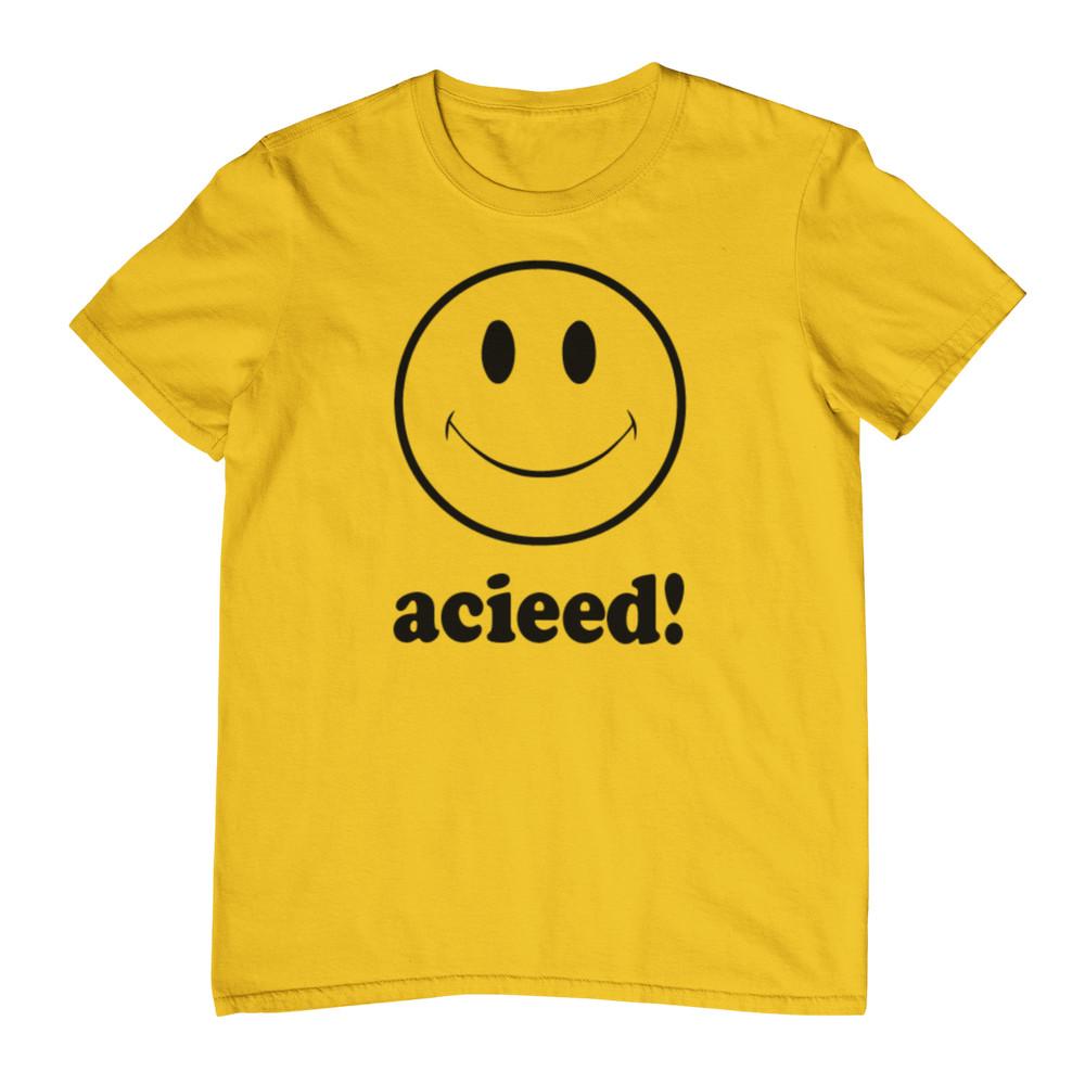 

ACID HOUSE SMILEY Футболка (acieed чикаго техно Детройт tb 303 808 рейв 90-е 80-е Унисекс Футболка XXXL