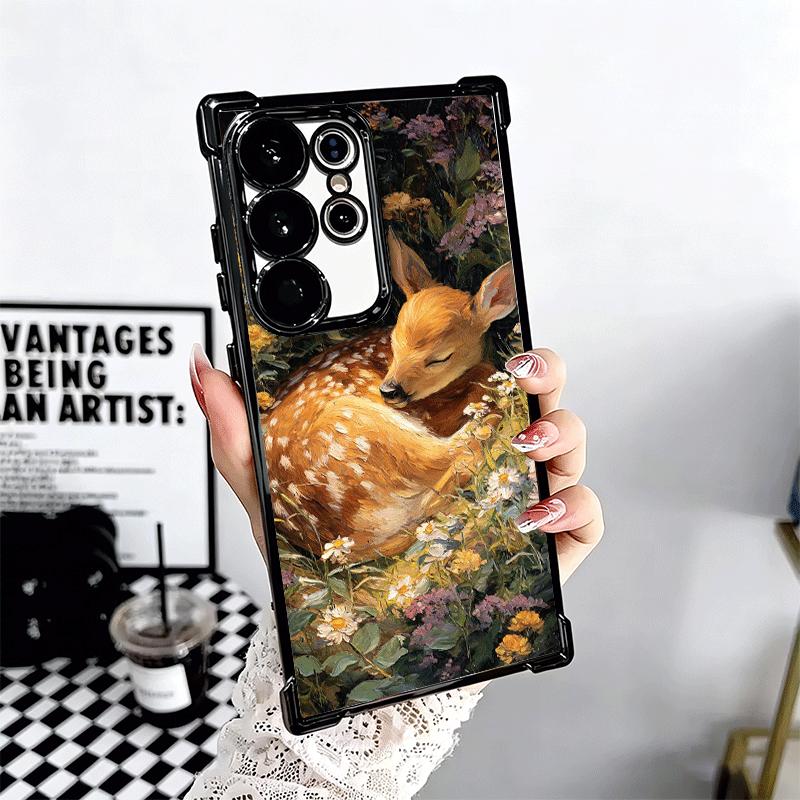 Sika Deer Elk Animal Plating Phone Case For Samsung Galaxy S24 S25 FE S26 Edge S23 Ultra S22 S21 Plus S20 Anti-Fall Airabag Cove