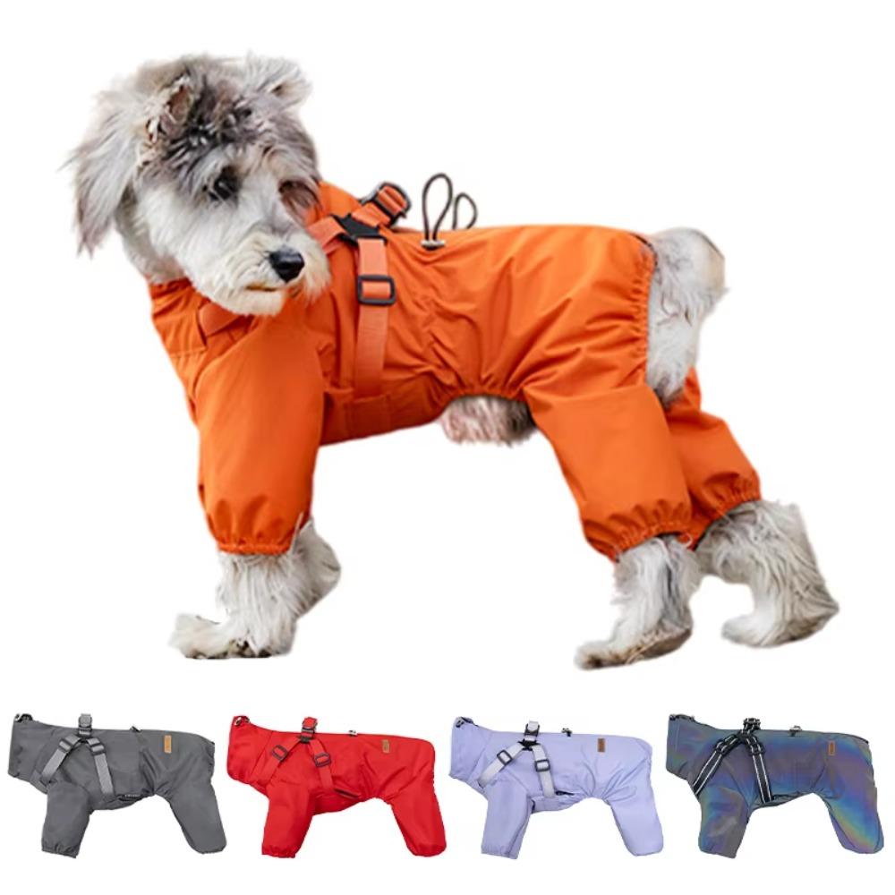 Reflective Dog Raincoat Waterproof Dog Windbreaker Overall Pet Rain Jacket  Outdoor Activities