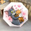 1pc Tom and Jerry pattern Umbrella Portable Folding Umbrella Iron Frame Hole Bone Structure Outdoor Home Umbrella