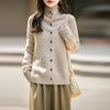 2026 Autumn/Winter Women’s High Neck Wool Cardigan Sweater – Long Sleeve, Rolled Edge, Solid Color, Warm Knit Top