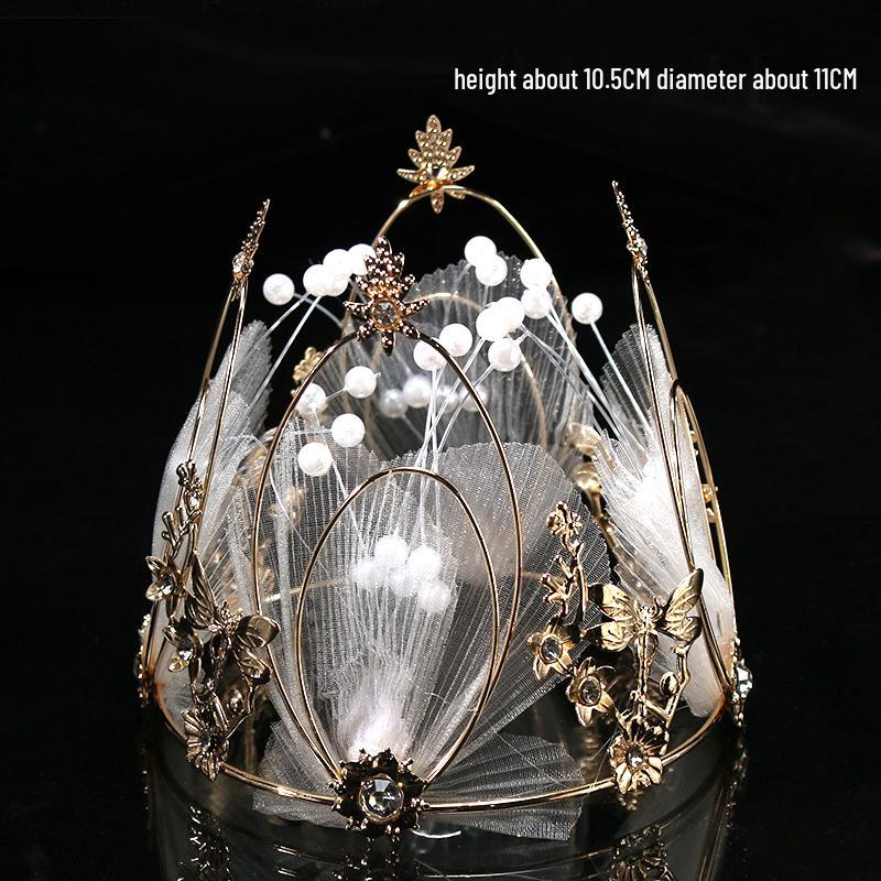 Children's Pearl Crystal Tiara Headband - Birthday Crown Cake Decoration and Adult Hair Accessory