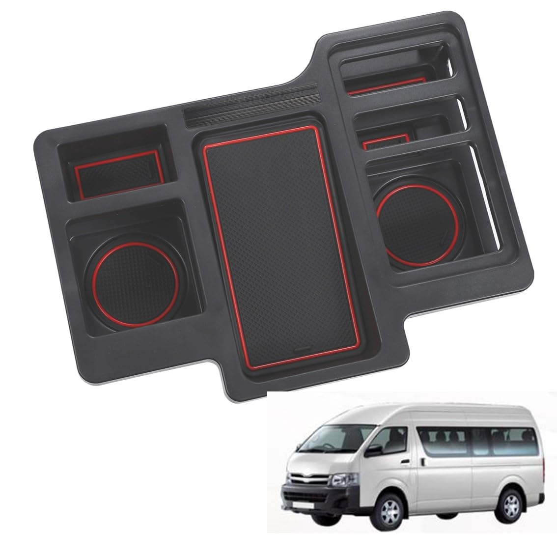 

Toyota Hiace 200 Серия Центральная консоль Подстаканник для напитков и Дополнительный резиновый Отсек для хранения мелочей Легко настраиваемый для чистоты (1-6) Сделано на заказ