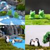 Charming Penguin Father And Son Miniature Decoration With Cute Blue Eyes Frog