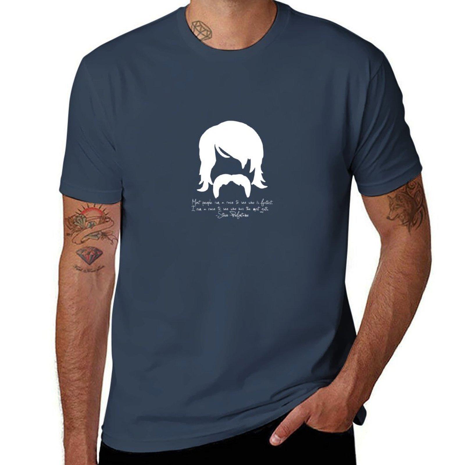 Steve Prefontaine Silhouette and quote White TShirt Basic Short Sleeve Cotton Blend TShirt S