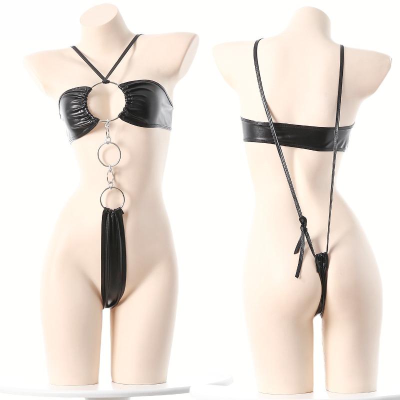 Sexy Bodysuits Women Pu Leather Harness Sexy Lingerie Bdsm Open Clothes Fetish Erotic Sex Costume Female Underwear Rave Outfit