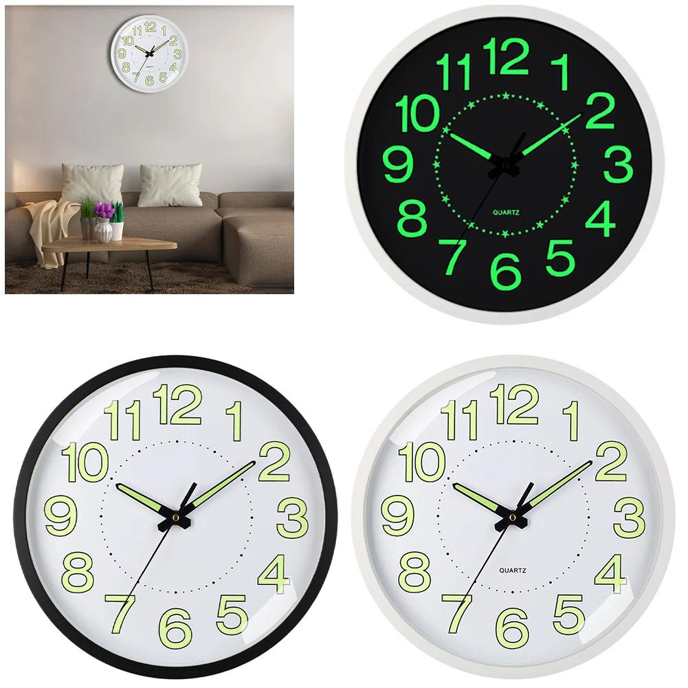 12inch Luminous Wall Clock Non-Ticking Silent Quartz Clock Energy-Absorbing Glow In The Dark Wall Time Clock for Bedroom Office