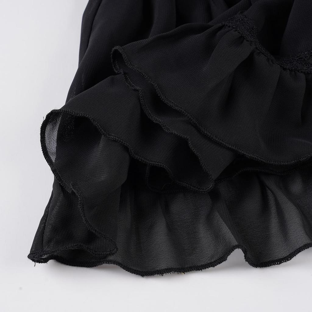 Spring/Summer Ballet Style High Waist Black Lace A-line Skirt for Women