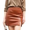 Damen Hohe Taille Bodycon PU-Leder Minirock Einfarbiger Schlitz Bleistiftrock Büro Freizeitkleidung