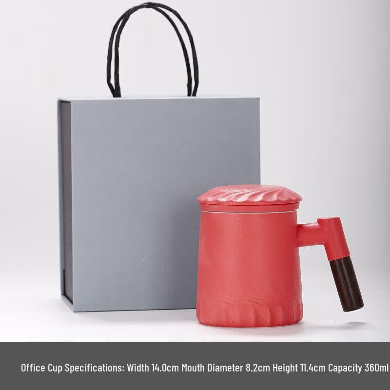 Ceramic Office Tea Mug with Filter and Lid