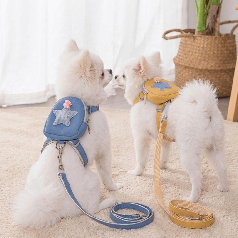 Escape Proof Dog Leash Adjustable Small Dog Harness Cute Star Pattern Dog Harness  Street Walk