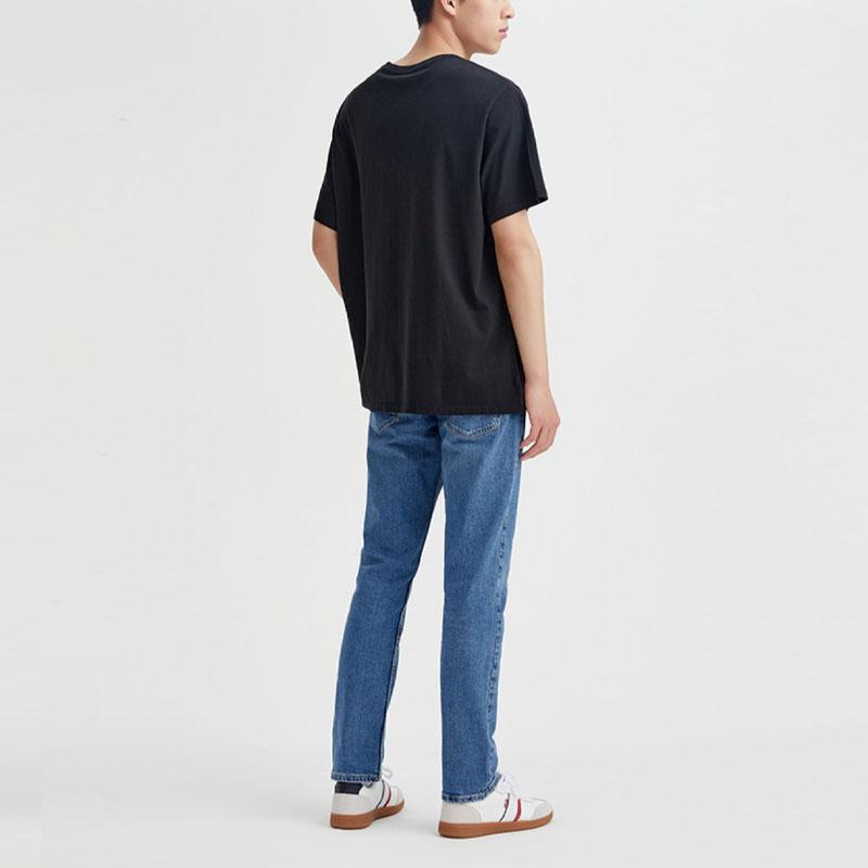 Levis Letter Logo Print Crew Neck Short Sleeve T-Shirt Men Tops Black 22495-0041