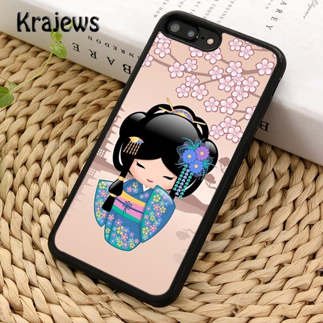 Krajews Cute Japanese Kokeshi Doll Phone Case Cover For iPhone 17 Air 16 15 14 plus 11 12 13 pro max coque Shell Fundas
