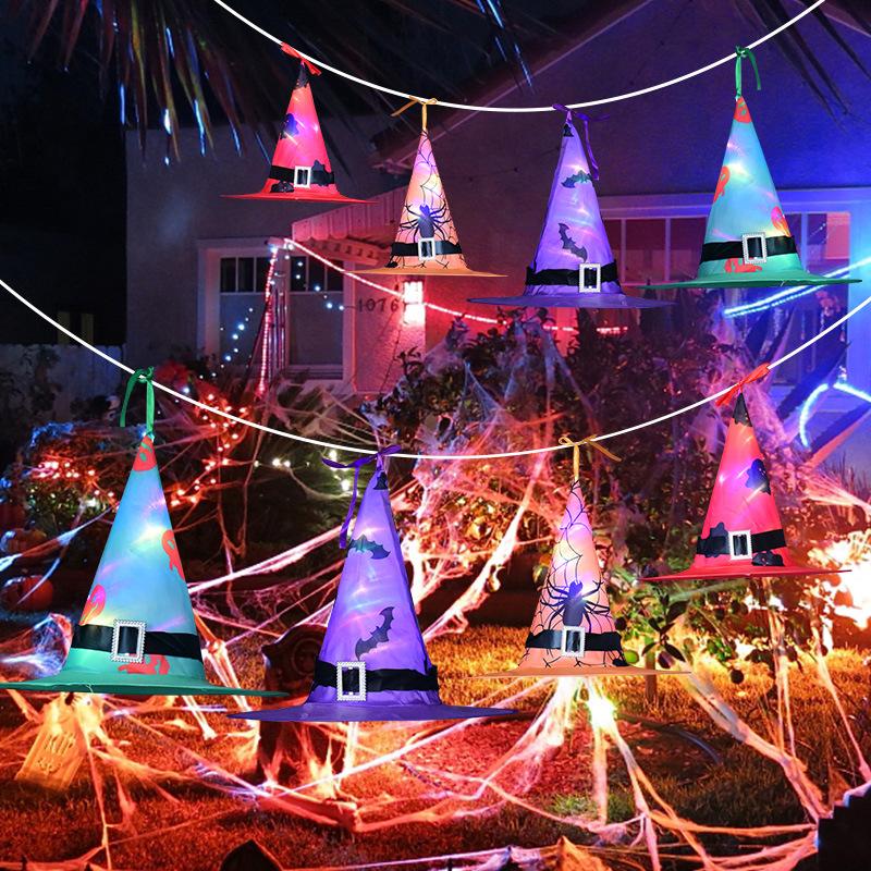 Halloween Witch Hat Ghost Festival Ball Party Scene Decorative Props Led Light Glow Witch Hat Pot