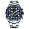 Reloj Mecánico de Alta Calidad de Lujo con Cronógrafo Multifunción Resistente al Agua Correa de Acero Inoxidable Esfera de Cristal Seis Manecillas