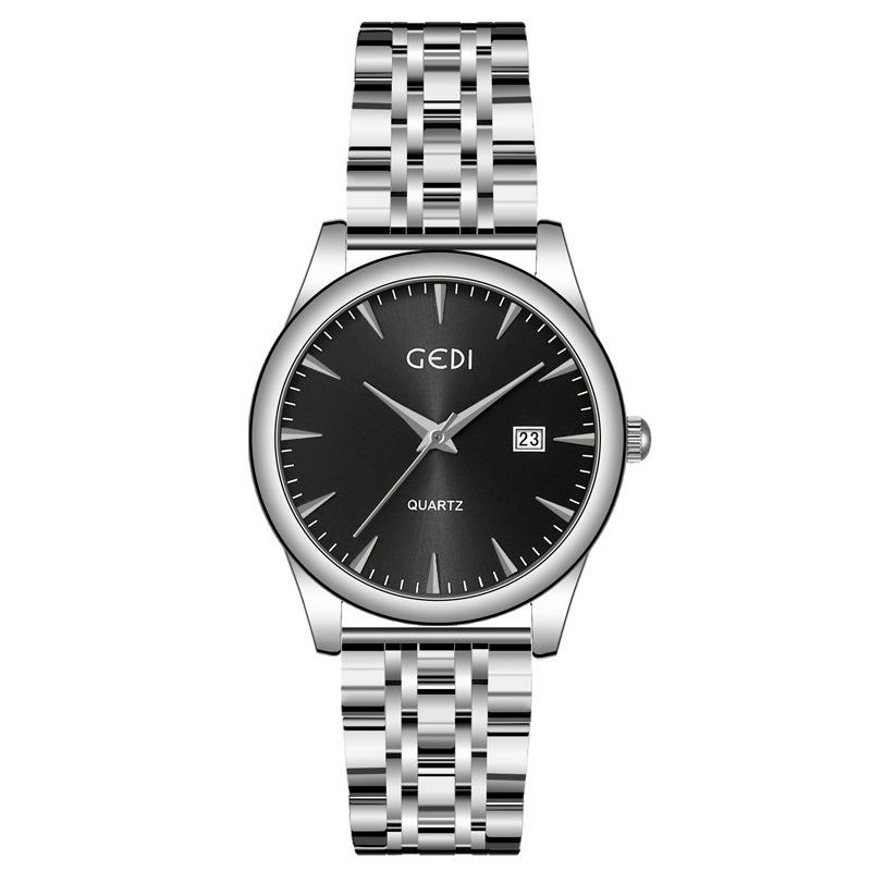 Couple Classic Steel Belt Watch Simple High-End Calendar Waterproof Quartz Watch High-Value Watch
