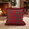 Tartan Plaid Decorative Pillow Covers Ruffle Trim Checkered Pillowcase  For Couch Sofa