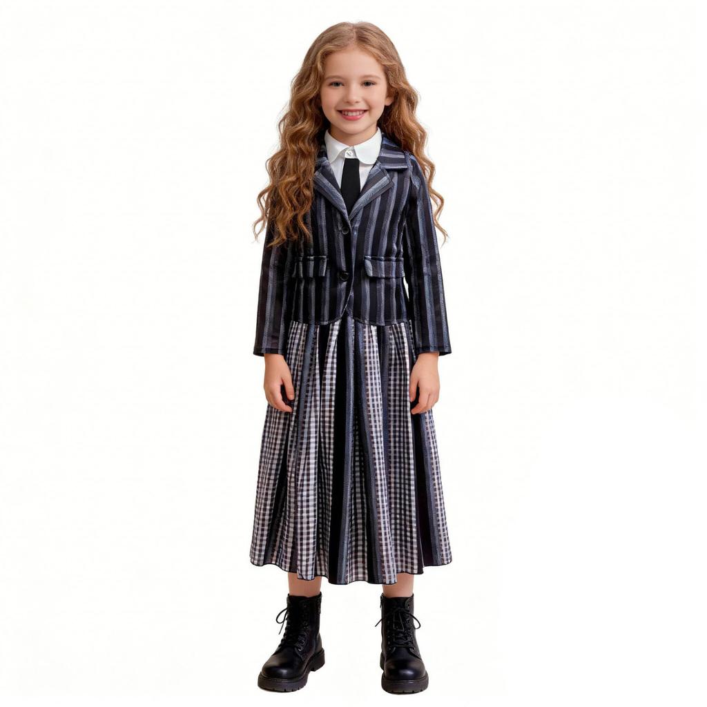 Cross-border Adams family Wednesday dress dress female lead with the same wolf girl party suit playing COS clothes