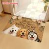 1pc, 2D Flat Printing Three Dogs and Floral Entrance Doormat, Non-Slip Machine Washable Easy-to-Clean Polyester Mat, Suitable for Home and Outdoor Dec