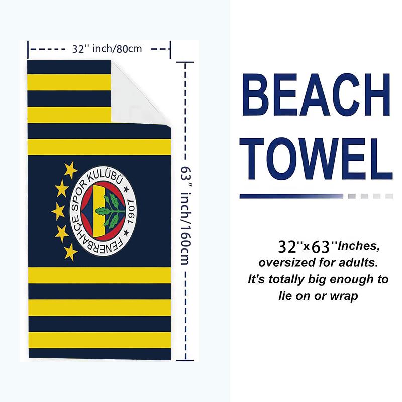 Fenerbahçe Logo Print Beach Towel, Large Soft Quick Dry Towel for Beach Camping Swimming