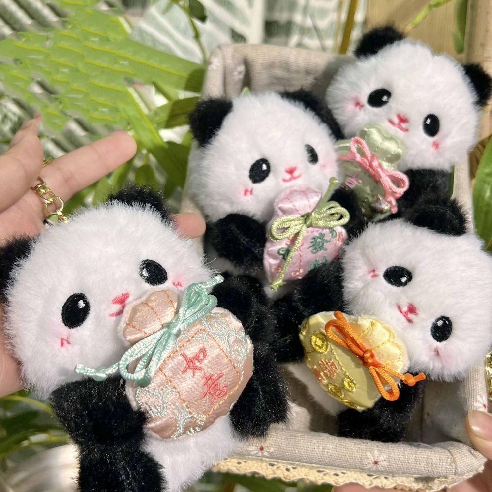 PP Cotton Plush Panda Doll Keychain Jewelry Stuffed Animal Pendant  Car Key Accessories