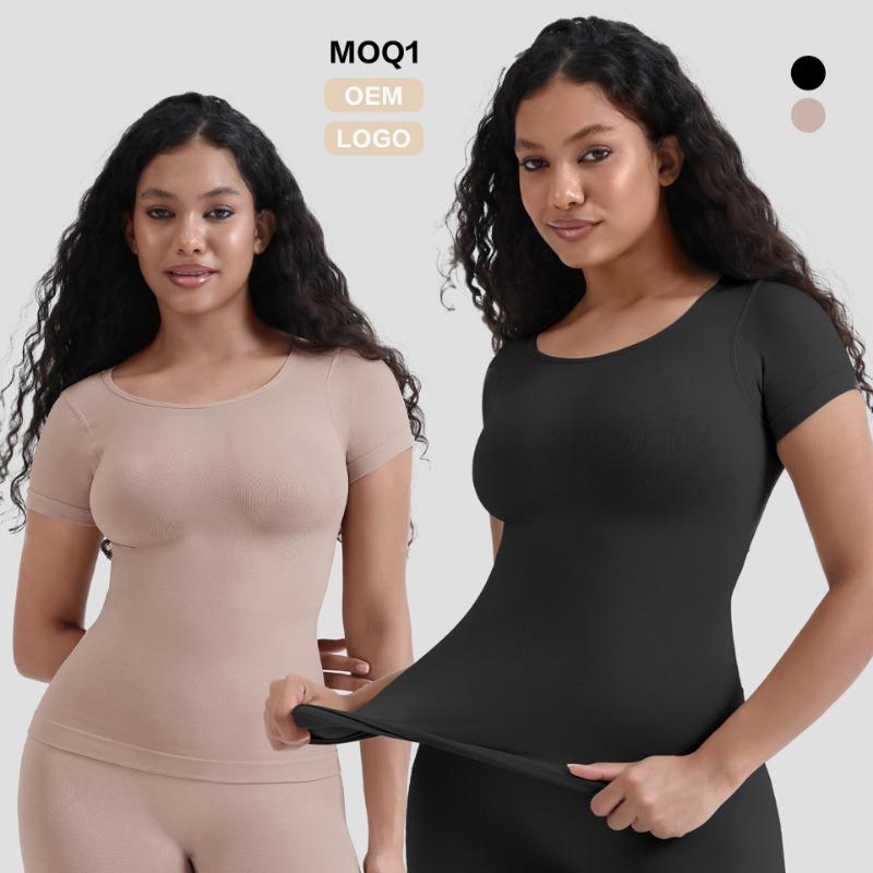 

Corset Bellow Base T-shirt Seamless Belted Short Sleeve Shapewear Top S