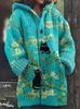 2025 New Style Hooded Jacquard Imitation Wool Cardigan – Loose Fit for Autumn/Winter