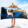 Microfiber Lightweight Thin Beach Towels for Adult and Kid Compact Personalized Sand Free Swim Pool Blanket Pug-dog puppy Print