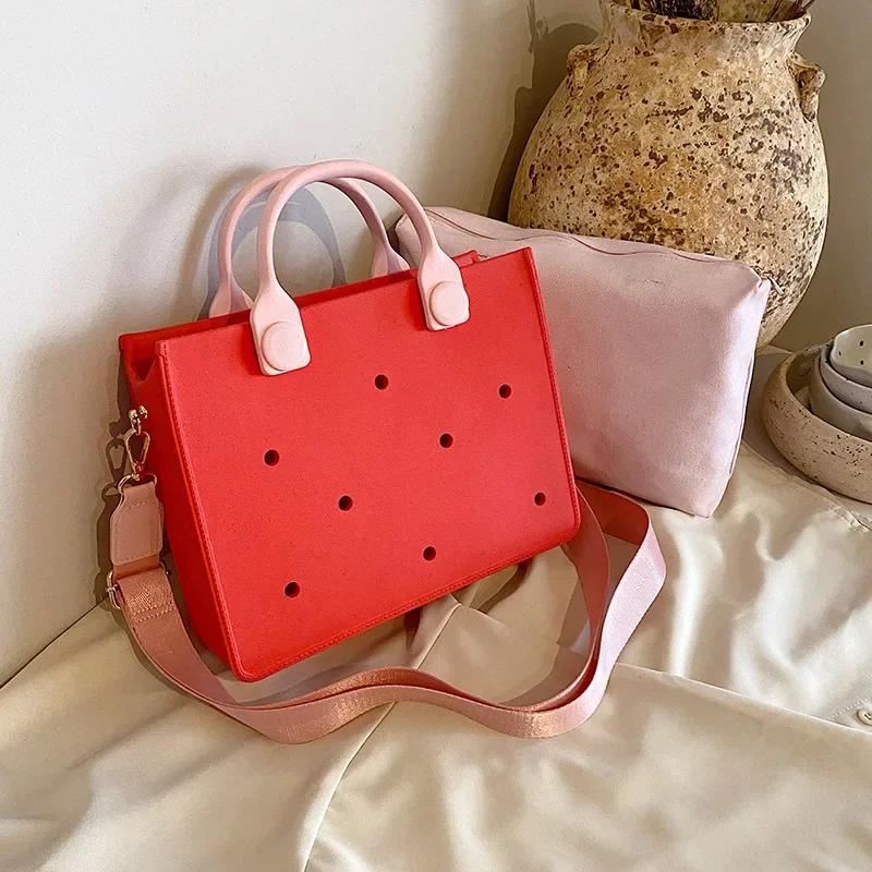 Leather women's bag monochromatic zipper women's shoulder bag beach bag waterproof bags new fashion