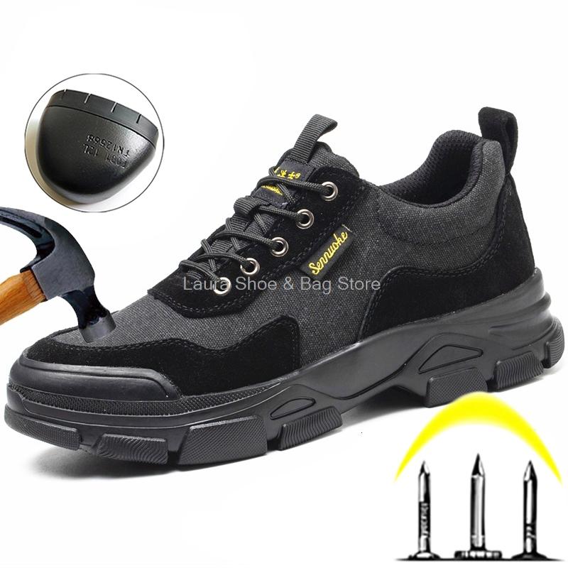 Fashion Safety Shoes Men Boots Anti-smash Steel Toe Cap Anti-puncture Light Work Safety Boots Male Welder Shoes Comfort Worker Protect