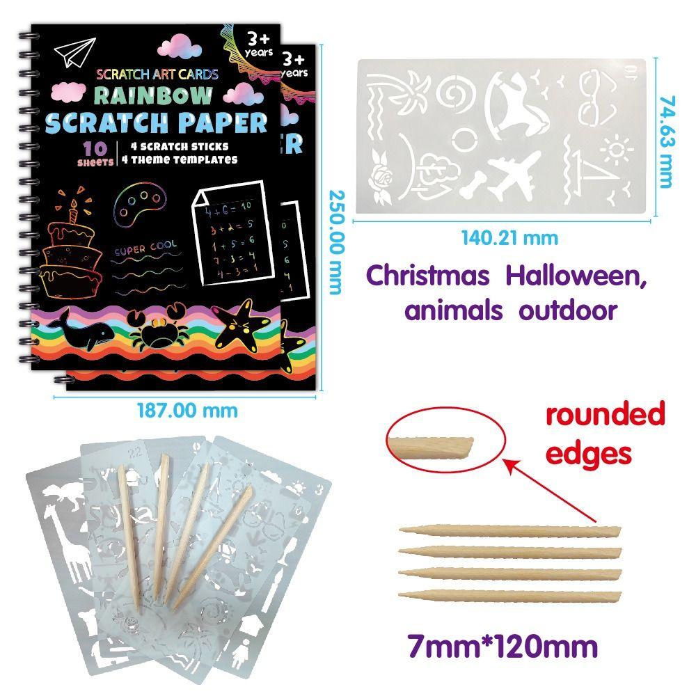 Smooth Color Drawing Paper Colorful Glitzy Paper Note Creative Rainbow Scratch Book  Kids Gift