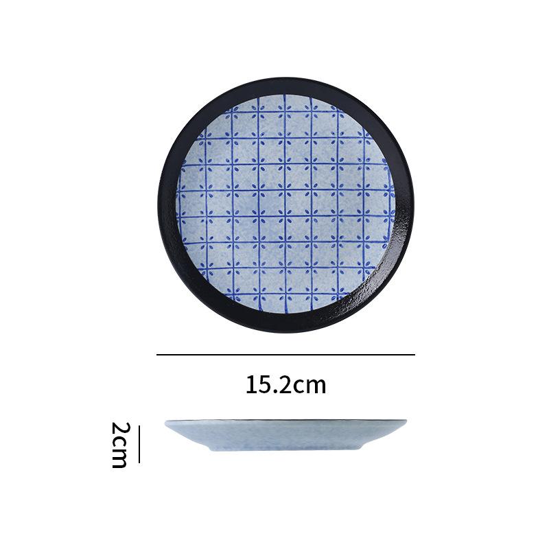 Japanese Classic Blue Pattern Tableware Hotel Style Western Food Plate Deep Plate Household High Value Shallow Plate Ceramic Disc